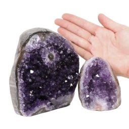 Amethyst Polished Crystal Geode Specimen Set 2 Pieces DN1242 | Himalayan Salt Factory