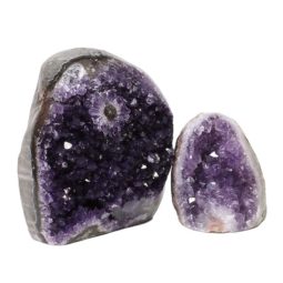 Amethyst Polished Crystal Geode Specimen Set 2 Pieces DN1242 | Himalayan Salt Factory