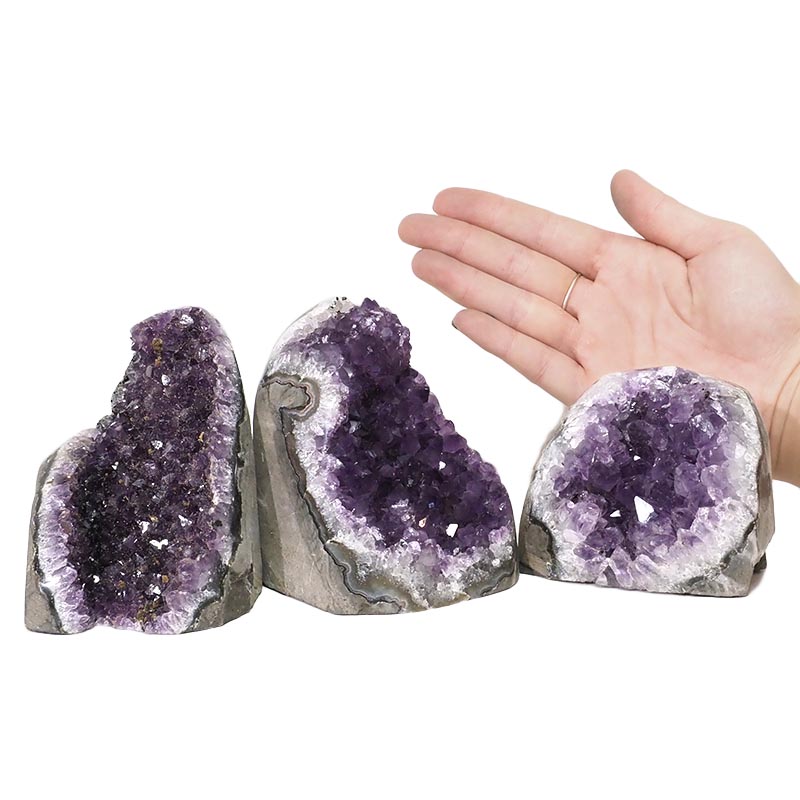 2.24kg Amethyst Polished Crystal Geode Specimen Set 3 Pieces DN1244 4 Amethyst Polished Crystal Geode Specimen Set 2 Pieces DN1244 | Himalayan Salt Factory