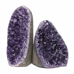 Amethyst Polished Crystal Geode Specimen Set 2 Pieces DN1248 | Himalayan Salt Factory