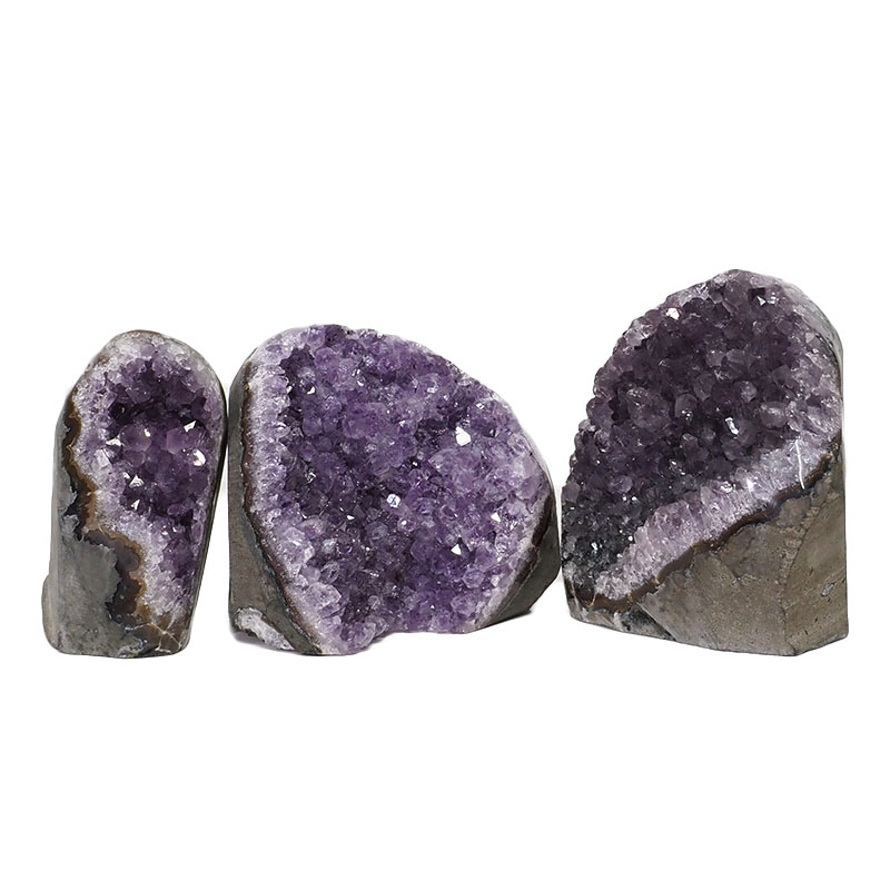 2.06kg Amethyst Polished Crystal Geode Specimen Set 3 Pieces DN1251 3 Amethyst Polished Crystal Geode Specimen Set 2 Pieces DN1251 | Himalayan Salt Factory