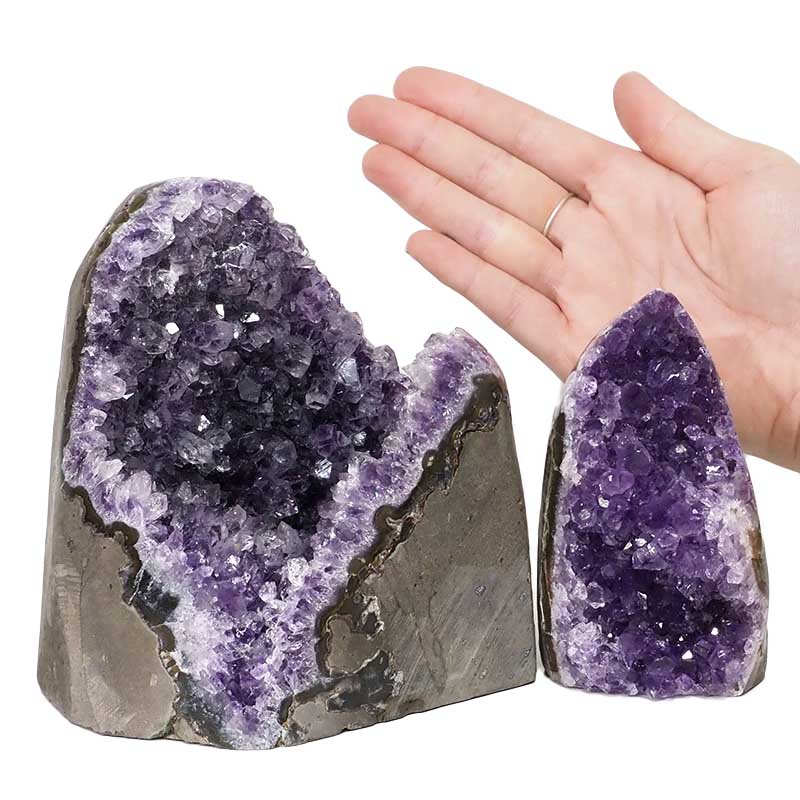 2.96kg Amethyst Polished Crystal Geode Specimen Set 2 Pieces DN1256 4 Amethyst Polished Crystal Geode Specimen Set 2 Pieces DN1256 | Himalayan Salt Factory