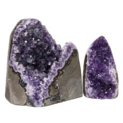 Amethyst Polished Crystal Geode Specimen Set 2 Pieces DN1256 | Himalayan Salt Factory
