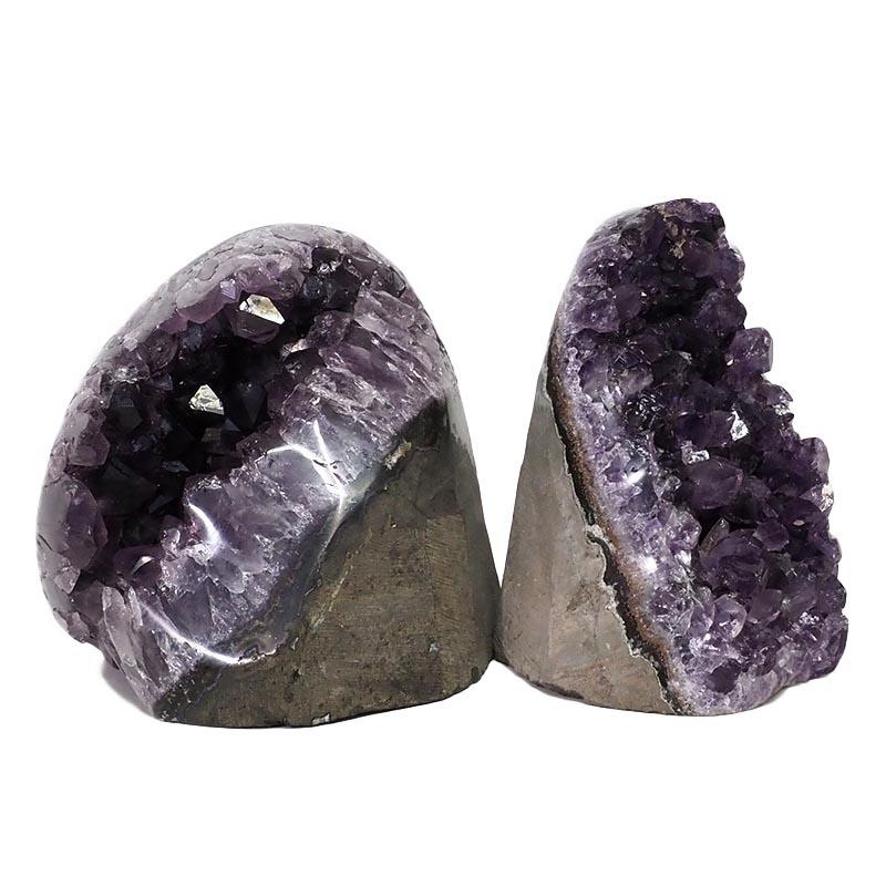 2.02kg Amethyst Polished Crystal Geode Specimen Set 2 Pieces DN1261 3 Amethyst Polished Crystal Geode Specimen Set 2 Pieces DN1261 | Himalayan Salt Factory