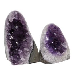 Amethyst Polished Crystal Geode Specimen Set 2 Pieces DN1262 | Himalayan Salt Factory