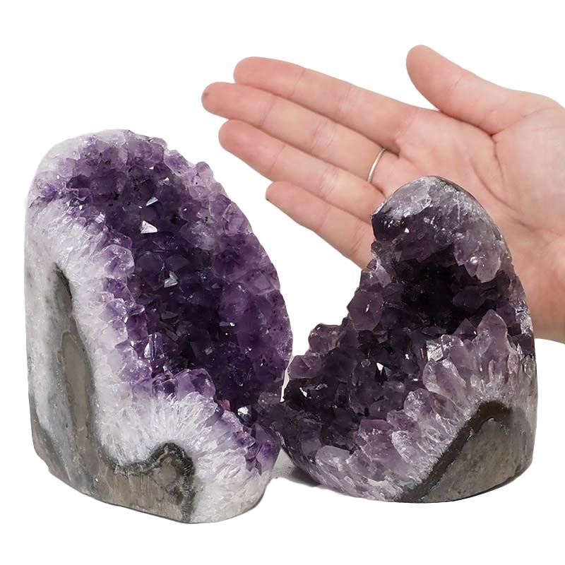 2.06kg Amethyst Polished Crystal Geode Specimen Set 2 Pieces DN1263 4 Amethyst Polished Crystal Geode Specimen Set 2 Pieces DN1263 | Himalayan Salt Factory