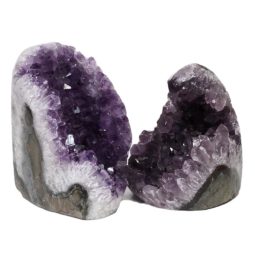 Amethyst Polished Crystal Geode Specimen Set 2 Pieces DN1263 | Himalayan Salt Factory