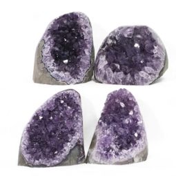 Amethyst Polished Crystal Geode Specimen Set 4 Pieces DS1645 | Himalayan Salt Factory
