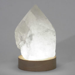 Clear Quartz Point with LED Light Crystal Small Display Base Pack | Himalayan Salt Factory