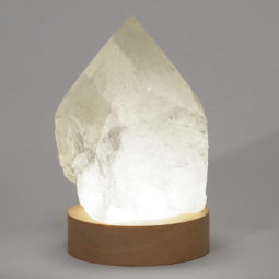 Clear Quartz Point with LED Light Crystal Small Display Base Pack | Himalayan Salt Factory