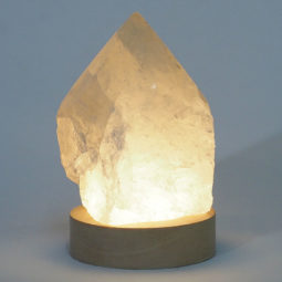 Clear Quartz Point with LED Light Crystal Small Display Base Pack | Himalayan Salt Factory