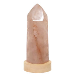 Fire Quartz Terminated Point with LED Small Base DS1615 | Himalayan Salt Factory