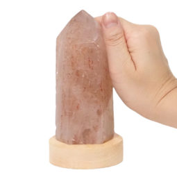 Fire Quartz Terminated Point with LED Small Base DS1616 | Himalayan Salt Factory