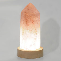 Fire Quartz Terminated Point with LED Small Base DS1616 | Himalayan Salt Factory