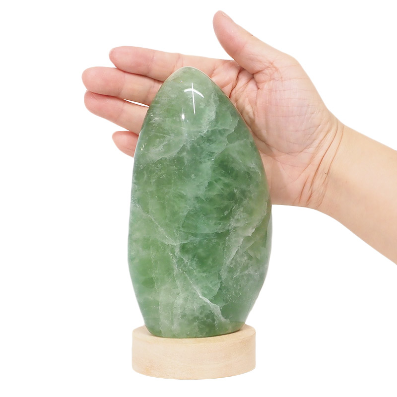 1.03kg Green Fluorite Polished Self Stand with LED Small Base DS1627 5 Green Fluorite Polished Self Stand with LED Large Base DS1627 | Himalayan Salt Factory