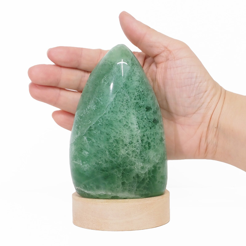 0.59kg Green Fluorite Polished Self Stand with LED Small Base DS1630 5 Green Fluorite Polished Self Stand with LED Large Base DS1630 | Himalayan Salt Factory
