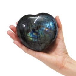0.75kg Natural Labradorite Polished Heart Palm Stone DK165 | Himalayan Salt Factory