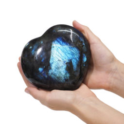 0.94kg Natural Labradorite Polished Heart Palm Stone DK169 | Himalayan Salt Factory