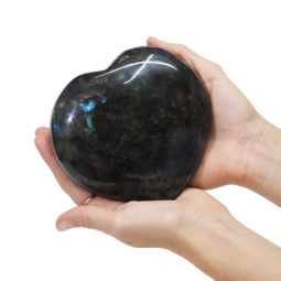 0.94kg Natural Labradorite Polished Heart Palm Stone DK169 | Himalayan Salt Factory