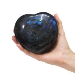 0.99kg Natural Labradorite Polished Heart Palm Stone DK170 | Himalayan Salt Factory