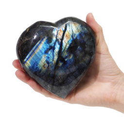 0.80kg Natural Labradorite Polished Heart Palm Stone DK172 | Himalayan Salt Factory