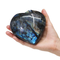 0.80kg Natural Labradorite Polished Heart Palm Stone DK172 | Himalayan Salt Factory