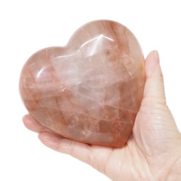 Natural Fire Quartz Polished Heart Palm Stone DS1636 | Himalayan Salt Factory