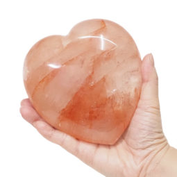 Natural Fire Quartz Polished Heart Palm Stone DS1638 | Himalayan Salt Factory