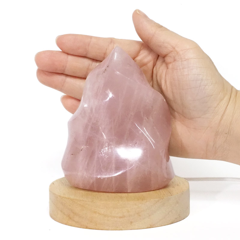 0.55kg Rose Quartz Polished Flame Crystal with LED Large Light Base DS1609 5 Rose Quartz Polished Flame Crystal with LED Large Light Base DS1609 | Himalayan Salt Factory