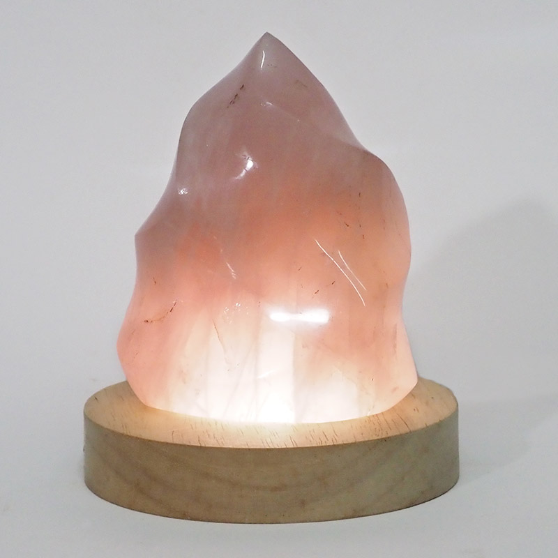 0.55kg Rose Quartz Polished Flame Crystal with LED Large Light Base DS1609 4 Rose Quartz Polished Flame Crystal with LED Large Light Base DS1609 | Himalayan Salt Factory
