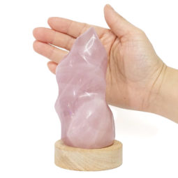 0.49kg Rose Quartz Polished Flame Crystal with LED Small Light Base DS1608 7 Rose Quartz Polished Flame Crystal with LED Small Light Base DS1608 | Himalayan Salt Factory