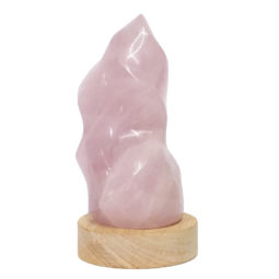 Rose Quartz Polished Flame Crystal with LED Small Light Base DS1608 | Himalayan Salt Factory