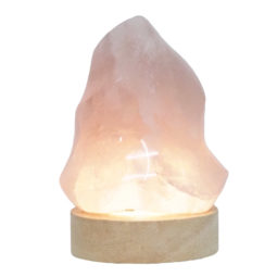Rose Quartz Polished Flame Crystal with LED Small Light Base | Himalayan Salt Factory