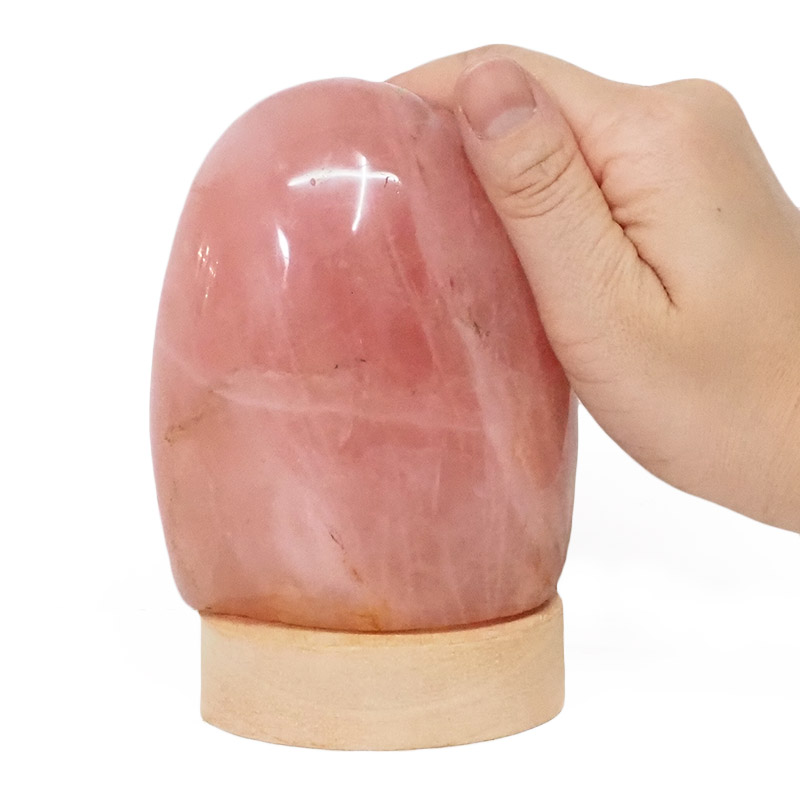 0.78kg Rose Quartz Polished Self Stand with LED Small Base DS1621 5 Rose Quartz Polished Self Stand with LED Small Base DS1621 | Himalayan Salt Factory