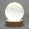 Selenite Sphere with LED Light Crystal Small Display Base Pack | Himalayan Salt Factory