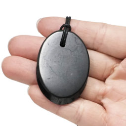 Shungite Polished Oval Necklace | Himalayan Salt Factory