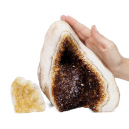 3.66kg Citrine Polished Crystal Geode Specimen Set 2 Pieces DK277 | Himalayan Salt Factory