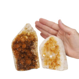 1.53kg Citrine Polished Crystal Geode Specimen Set 2 Pieces DK283 | Himalayan Salt Factory