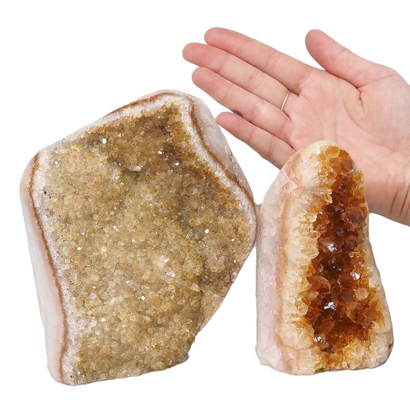3.56kg Citrine Polished Crystal Geode Specimen Set 2 Pieces DN1346 4 Citrine Polished Crystal Geode Specimen Set DN1346 | Himalayan Salt Factory