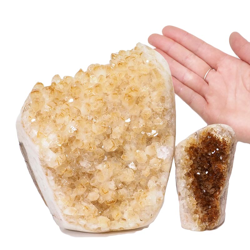 2.76kg Citrine Polished Crystal Geode Specimen Set 2 Pieces DN1349 4 Citrine Polished Crystal Geode Specimen Set DN1349 | Himalayan Salt Factory