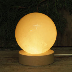 White Calcite Sphere on LED Small Base | Himalayan Salt Factory