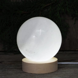 0.95kg White Calcite Sphere on LED Small Base DK273 | Himalayan Salt Factory