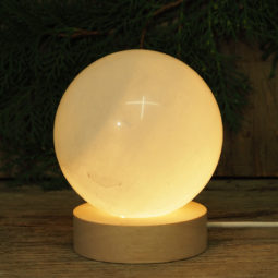 0.95kg White Calcite Sphere on LED Small Base DK273 | Himalayan Salt Factory
