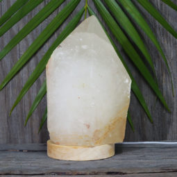 3.15kg Large Natural Clear Quartz Point Lamp on LED Base Large DK306 | Himalayan Salt Factory