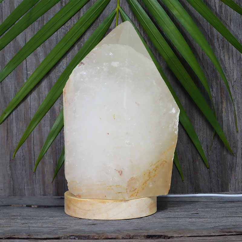 3.15kg Large Natural Clear Quartz Point Lamp on LED Base Large DK306 3 3.15kg Large Natural Clear Quartz Point Lamp on LED Base Large DK306 | Himalayan Salt Factory