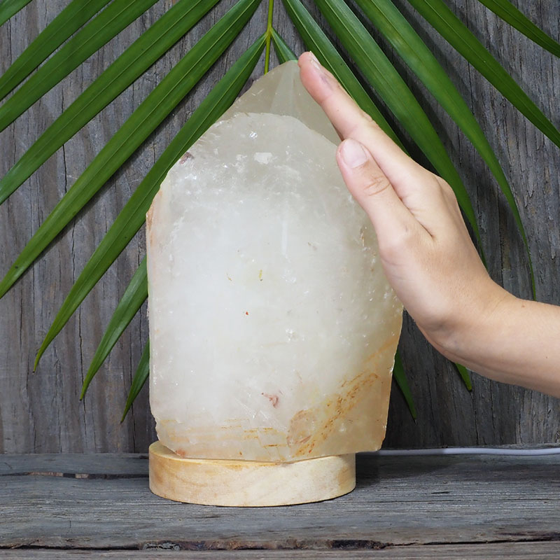3.15kg Large Natural Clear Quartz Point Lamp on LED Base Large DK306 5 3.15kg Large Natural Clear Quartz Point Lamp on LED Base Large DK306 | Himalayan Salt Factory