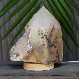 3.90kg Large Natural Clear Quartz Point Lamp on LED Base Large DK311 | Himalayan Salt Factory