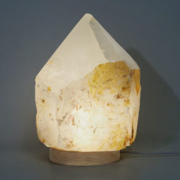 4.05kg Large Natural Clear Quartz Point Lamp on LED Base Large DK322 | Himalayan Salt Factory