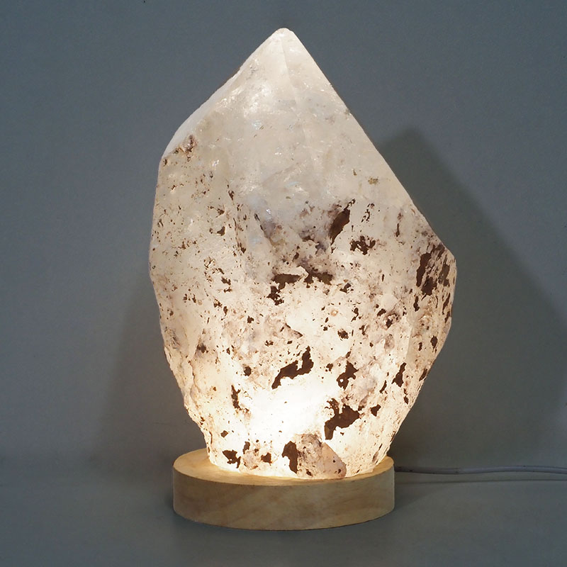 2.85kg Large Natural Clear Quartz Point Lamp on LED Base Large DK324 4 2.85kg Large Natural Clear Quartz Point Lamp on LED Base Large DK324 | Himalayan Salt Factory