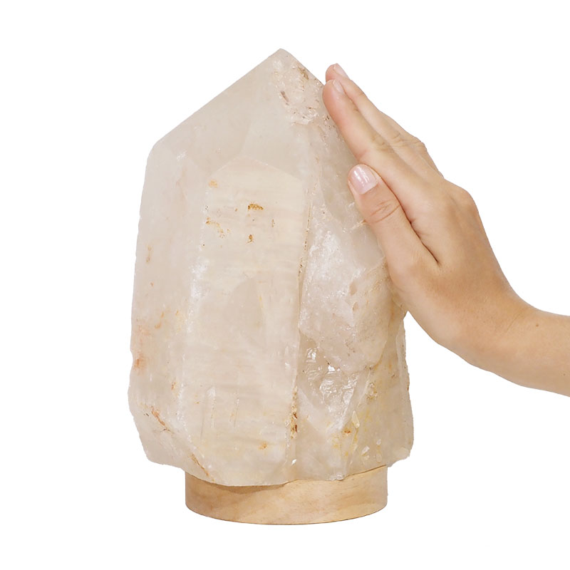 4.55kg Large Natural Clear Quartz Point Lamp on LED Base Large DK325 5 4.55kg Large Natural Clear Quartz Point Lamp on LED Base Large DK325 | Himalayan Salt Factory